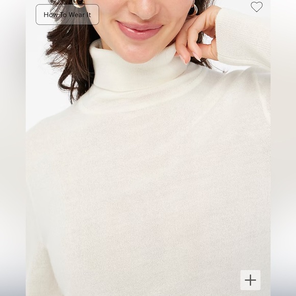 J. Crew Factory Machine-washable merino wool-blend turtleneck small Ivory NWT - Picture 3 of 11